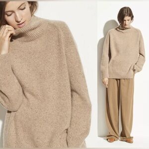 Vince Double Side Slit Turtleneck in Camel